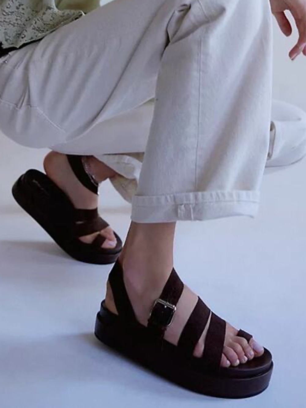 Jeffrey Campbell Brown Suede Multi-Strap Buckle Sandals